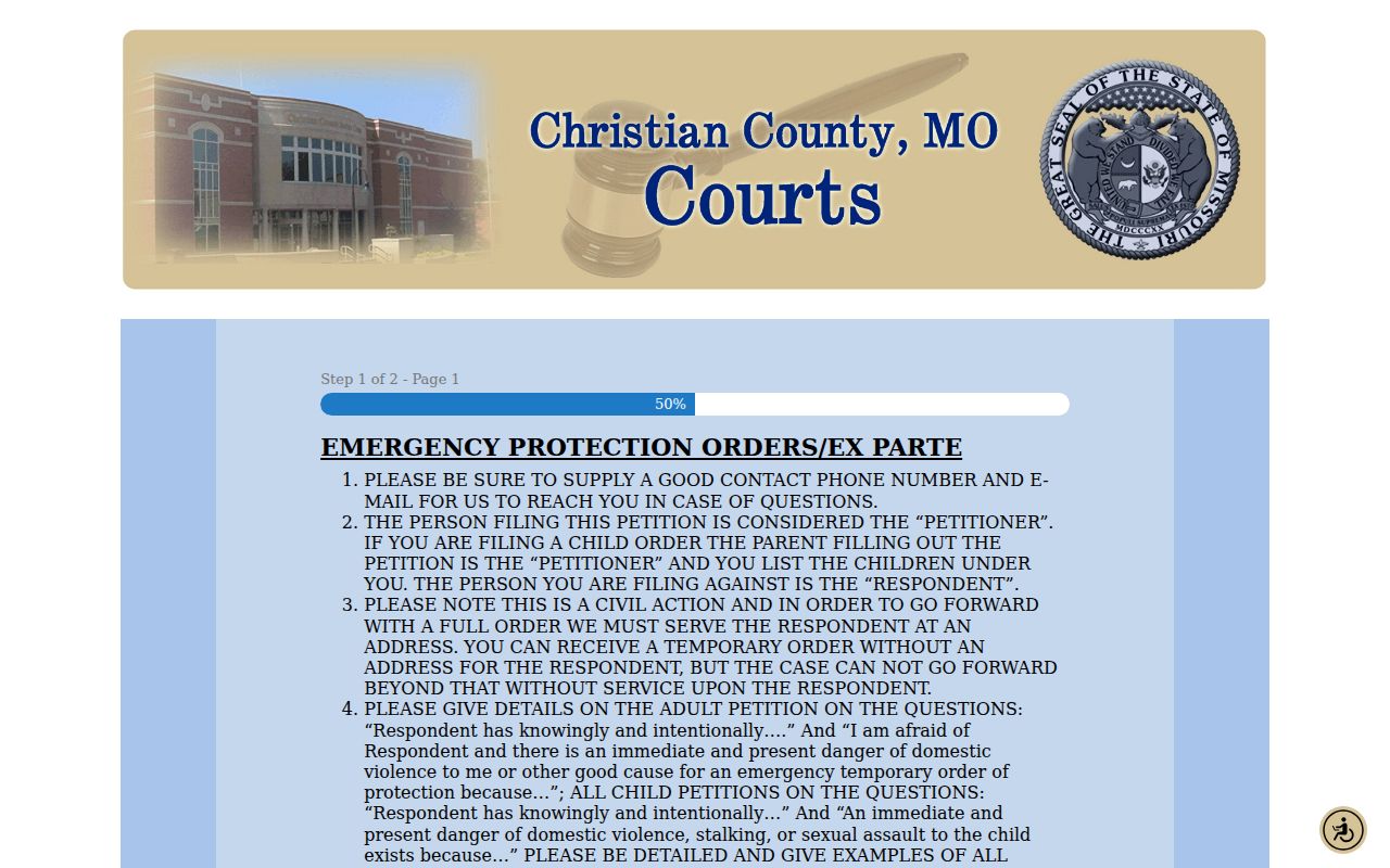 Christian County civil docket online court forms and confidential filing fields