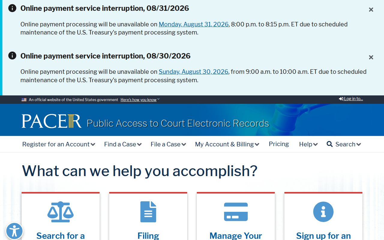 Christian County criminal docket PACER federal search boundary