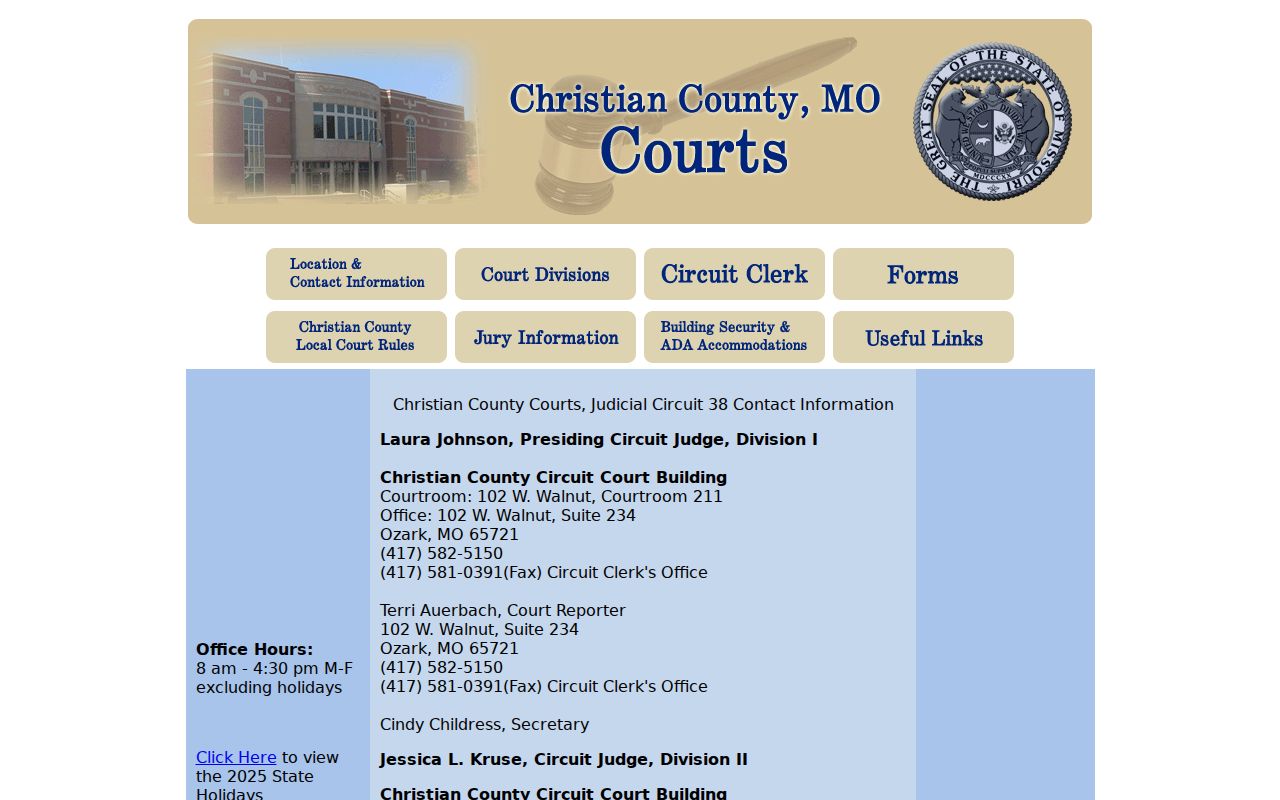 Christian County court docket courthouse and clerk contact directory