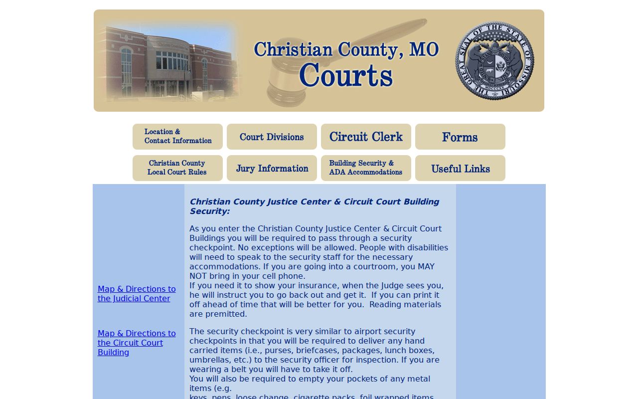 Christian County court docket courthouse security instructions