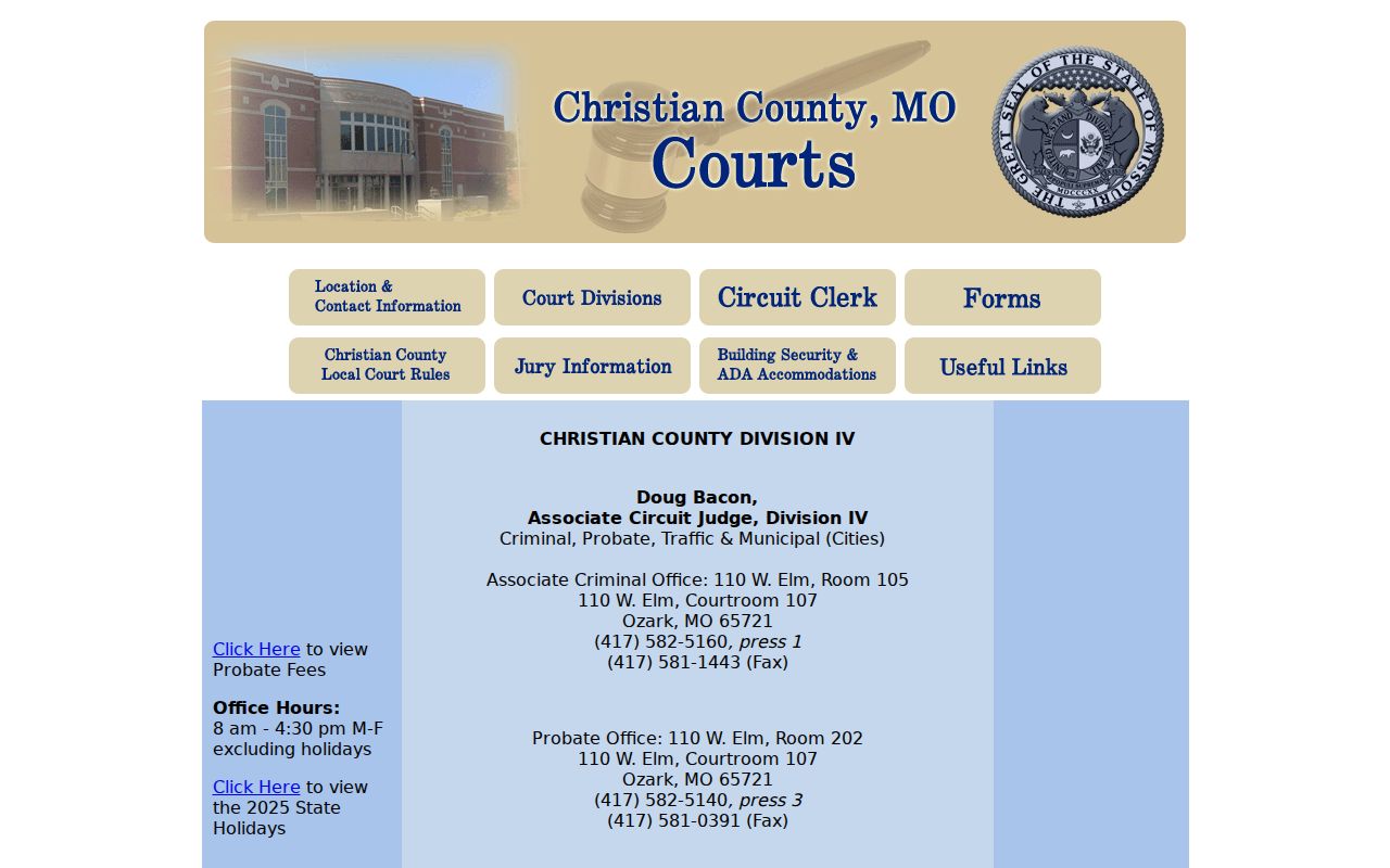 Christian County traffic court records Division IV office