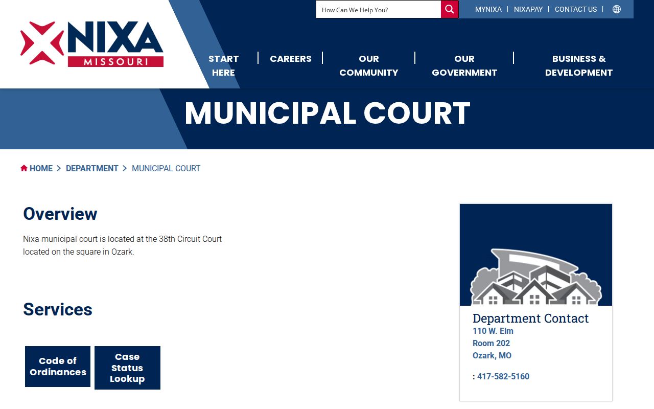 Christian County traffic court records Nixa municipal court county location